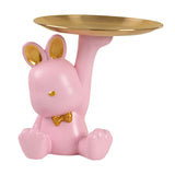 Maxbell Rabbit Figurines Modern Statue Ornament for Living Room Housewarming Bedroom Pink