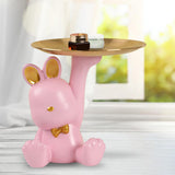 Maxbell Rabbit Figurines Modern Statue Ornament for Living Room Housewarming Bedroom Pink