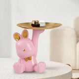 Maxbell Rabbit Figurines Modern Statue Ornament for Living Room Housewarming Bedroom Pink