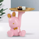 Maxbell Rabbit Figurines Modern Statue Ornament for Living Room Housewarming Bedroom Pink