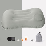 Maxbell Travel Pillow Support Pillow with Adjustable Buckles Inflating for Traveling Gray