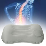 Maxbell Travel Pillow Support Pillow with Adjustable Buckles Inflating for Traveling Gray