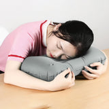 Maxbell Travel Pillow Support Pillow with Adjustable Buckles Inflating for Traveling Gray