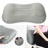 Maxbell Travel Pillow Support Pillow with Adjustable Buckles Inflating for Traveling Gray