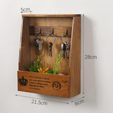 Maxbell Key Holder for Wall Key Cabinet Retro Rustic for Kitchen Home Living Room Brown