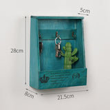 Maxbell Key Holder for Wall Key Cabinet Retro Rustic for Kitchen Home Living Room Blue