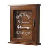Maxbell Key Holder for Wall 6 Hooks with Door Rustic for Home Basement Entryway Brown