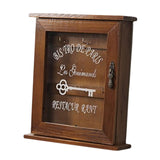 Maxbell Key Holder for Wall 6 Hooks with Door Rustic for Home Basement Entryway Brown