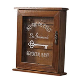Maxbell Key Holder for Wall 6 Hooks with Door Rustic for Home Basement Entryway Brown