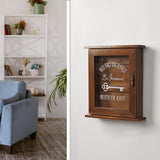 Maxbell Key Holder for Wall 6 Hooks with Door Rustic for Home Basement Entryway Brown
