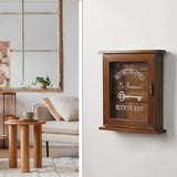 Maxbell Key Holder for Wall 6 Hooks with Door Rustic for Home Basement Entryway Brown