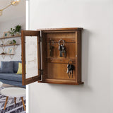 Maxbell Key Holder for Wall 6 Hooks with Door Rustic for Home Basement Entryway Brown
