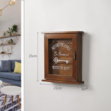 Maxbell Key Holder for Wall 6 Hooks with Door Rustic for Home Basement Entryway Brown