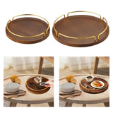 Maxbell Vintage Round Wooden Serving Tray with Golden Handle for Kitchen Home Dinner S