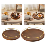 Maxbell Vintage Round Wooden Serving Tray with Golden Handle for Kitchen Home Dinner S