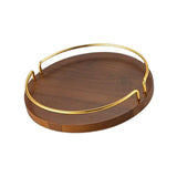 Maxbell Vintage Round Wooden Serving Tray with Golden Handle for Kitchen Home Dinner S