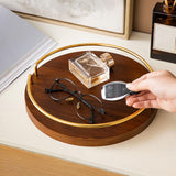 Maxbell Vintage Round Wooden Serving Tray with Golden Handle for Kitchen Home Dinner S
