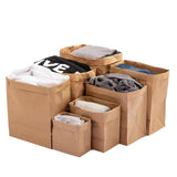Maxbell 10Pcs Brown Kraft Paper Bags Foldable Washable for Store Cosmetics Sundries 28cmx15cmx28cm