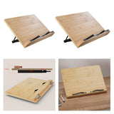 Maxbell Bamboo Book Reading Stand Holder with Different Adjustable Angles Compact Size S