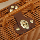 Maxbell Woven Wicker Storage Basket Cosmetic Organizer for Outdoor Travel Camping M