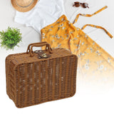 Maxbell Woven Wicker Storage Basket Cosmetic Organizer for Outdoor Travel Camping M