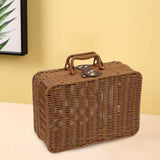 Maxbell Woven Wicker Storage Basket Cosmetic Organizer for Outdoor Travel Camping M
