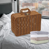 Maxbell Woven Wicker Storage Basket Cosmetic Organizer for Outdoor Travel Camping M
