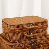 Maxbell Woven Wicker Storage Basket Cosmetic Organizer for Outdoor Travel Camping M
