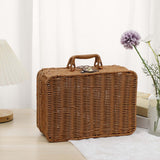 Maxbell Woven Wicker Storage Basket Cosmetic Organizer for Outdoor Travel Camping M