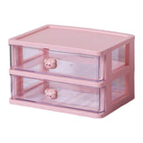 Maxbell Desktop Drawer Organizer Cosmetic Organiser Case for Dressing Table 2 Drawers Pink