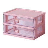 Maxbell Desktop Drawer Organizer Cosmetic Organiser Case for Dressing Table 2 Drawers Pink