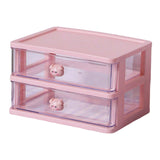 Maxbell Desktop Drawer Organizer Cosmetic Organiser Case for Dressing Table 2 Drawers Pink