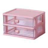 Maxbell Desktop Drawer Organizer Cosmetic Organiser Case for Dressing Table 2 Drawers Pink