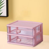 Maxbell Desktop Drawer Organizer Cosmetic Organiser Case for Dressing Table 2 Drawers Pink