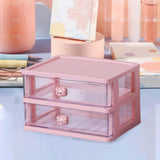 Maxbell Desktop Drawer Organizer Cosmetic Organiser Case for Dressing Table 2 Drawers Pink