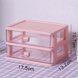 Maxbell Desktop Drawer Organizer Cosmetic Organiser Case for Dressing Table 2 Drawers Pink