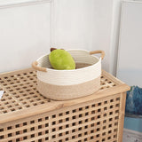 Maxbell Cotton Rope Woven Storage Basket Large Capacity for Bedroom Toys Magazines 33cmx24cmx18cm