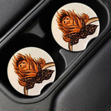 Maxbell 2 Pieces Universal Car Cup Holder Coasters Wooden for Office Automotive style E