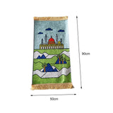 Maxbell Prayer Rug for Kids Salat Rug Portable for Church Decor Ramadan Eid Gift Light Blue