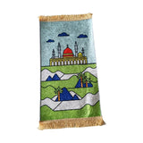 Maxbell Prayer Rug for Kids Salat Rug Portable for Church Decor Ramadan Eid Gift Light Blue