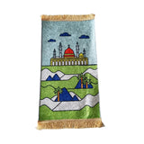 Maxbell Prayer Rug for Kids Salat Rug Portable for Church Decor Ramadan Eid Gift Light Blue