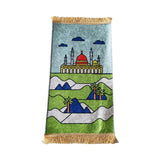 Maxbell Prayer Rug for Kids Salat Rug Portable for Church Decor Ramadan Eid Gift Light Blue