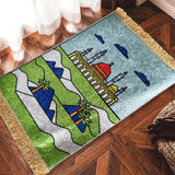 Maxbell Prayer Rug for Kids Salat Rug Portable for Church Decor Ramadan Eid Gift Light Blue