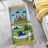 Maxbell Prayer Rug for Kids Salat Rug Portable for Church Decor Ramadan Eid Gift Light Blue