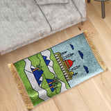 Maxbell Prayer Rug for Kids Salat Rug Portable for Church Decor Ramadan Eid Gift Light Blue