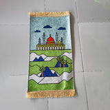 Maxbell Prayer Rug for Kids Salat Rug Portable for Church Decor Ramadan Eid Gift Light Blue
