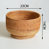 Maxbell Straw Fruit Basket Rattan Storage Basket Fruit Basket for Restaurant Shelves 23x14cm