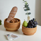 Maxbell Straw Fruit Basket Rattan Storage Basket Fruit Basket for Restaurant Shelves 23x14cm