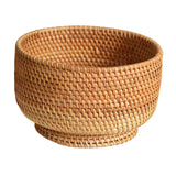 Maxbell Straw Fruit Basket Rattan Storage Basket Fruit Basket for Restaurant Shelves 23x14cm