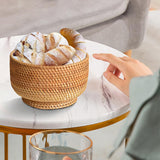 Maxbell Straw Fruit Basket Rattan Storage Basket Fruit Basket for Restaurant Shelves 23x14cm